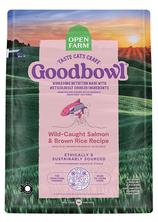 Open Farm Goodbowl ofrece nutrición equilibrada para gatos dentro o fuera de casa.