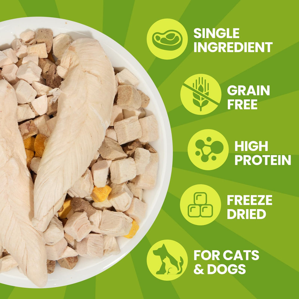 OPET bocaditos liofilizados de pollo, una sola proteína para mascotas.