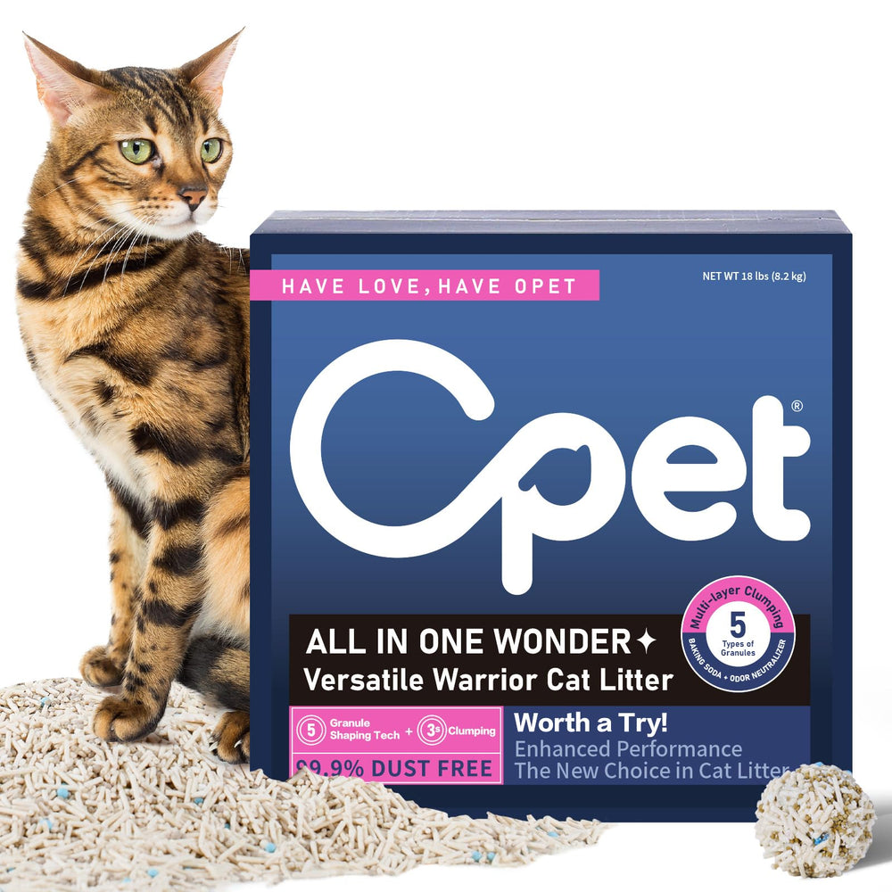OPET tofu-arena mezcla 18lb para gatos, aglutinación rápida y limpieza fácil.