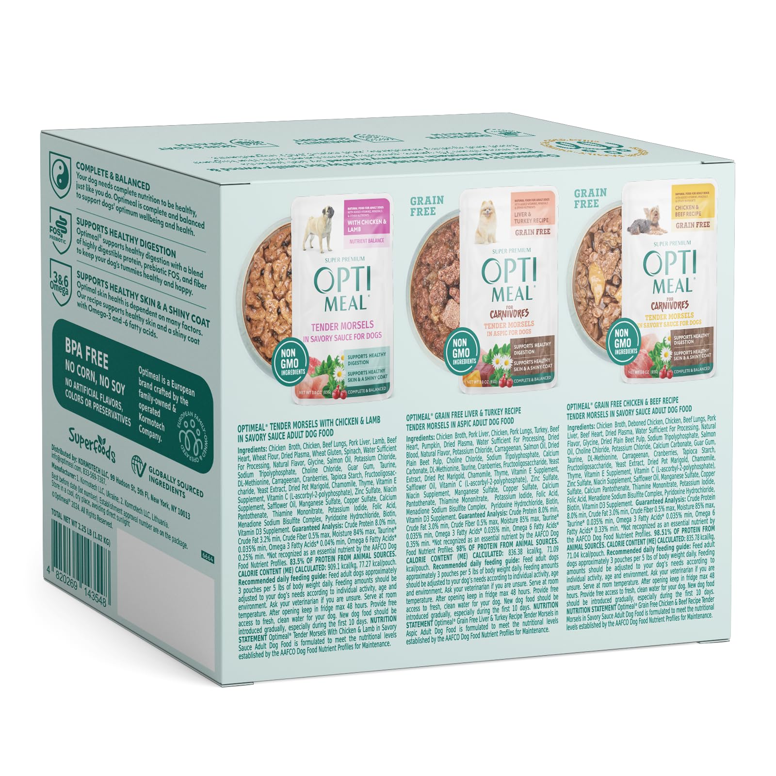 Optimeal trozos tiernos en gelatina para perros adultos activos.