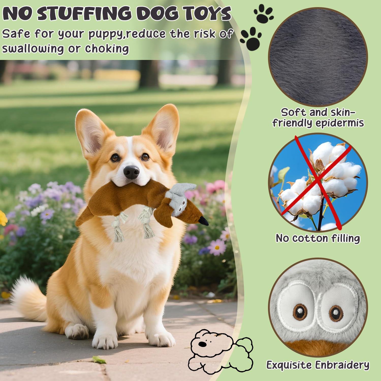 OraneeeO Juguete perro sin relleno con papel arrugado para juego interactivo