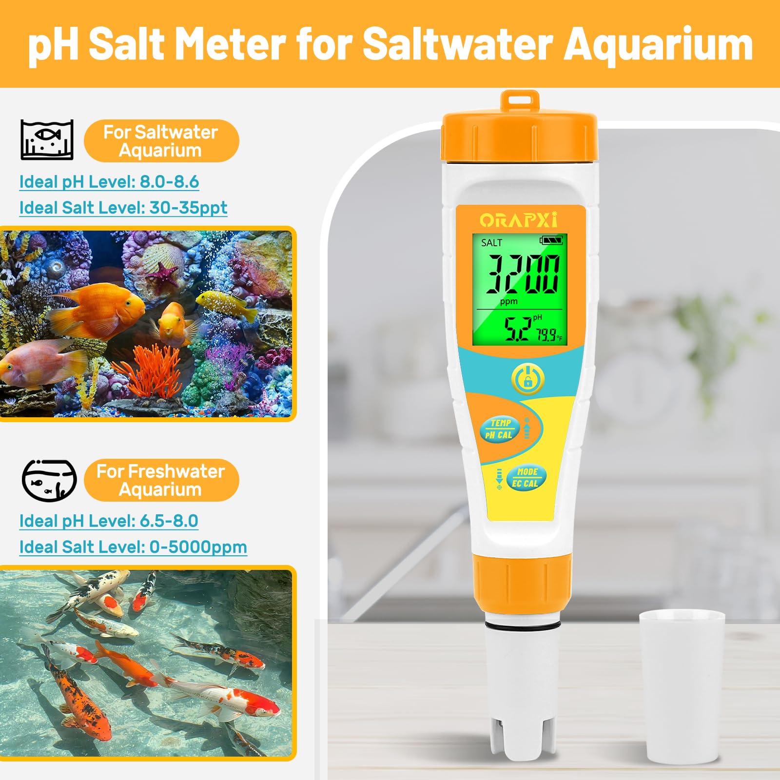 ORAPXI polvos buffer para lecturas de pH y salinidad más fiables.