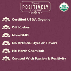 Organic Positively Tea Company taza de té catnip mostrando hojas secas con relajación.