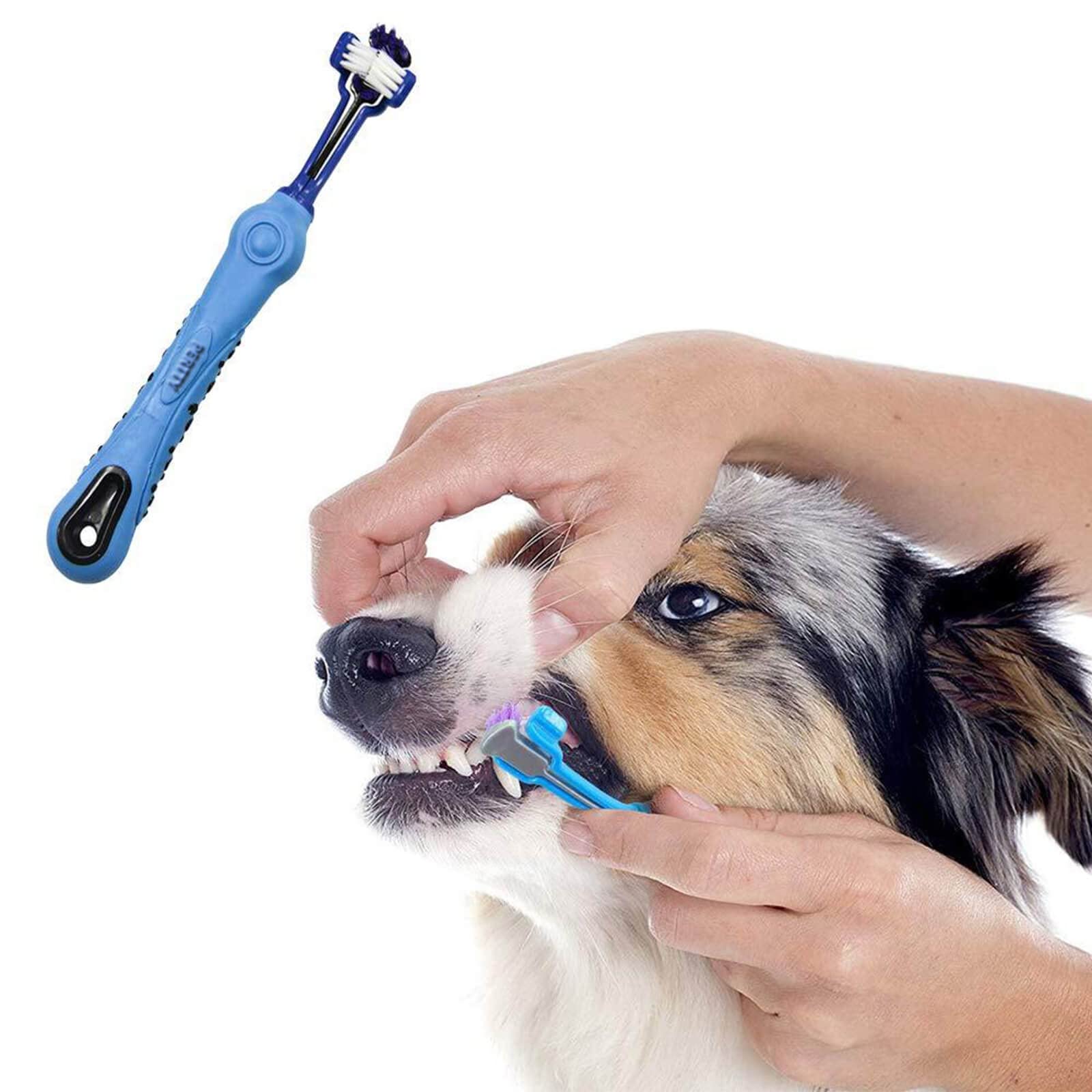 Orgrimmar cabezas tres caras cepillo dental mascota, cubre más superficies