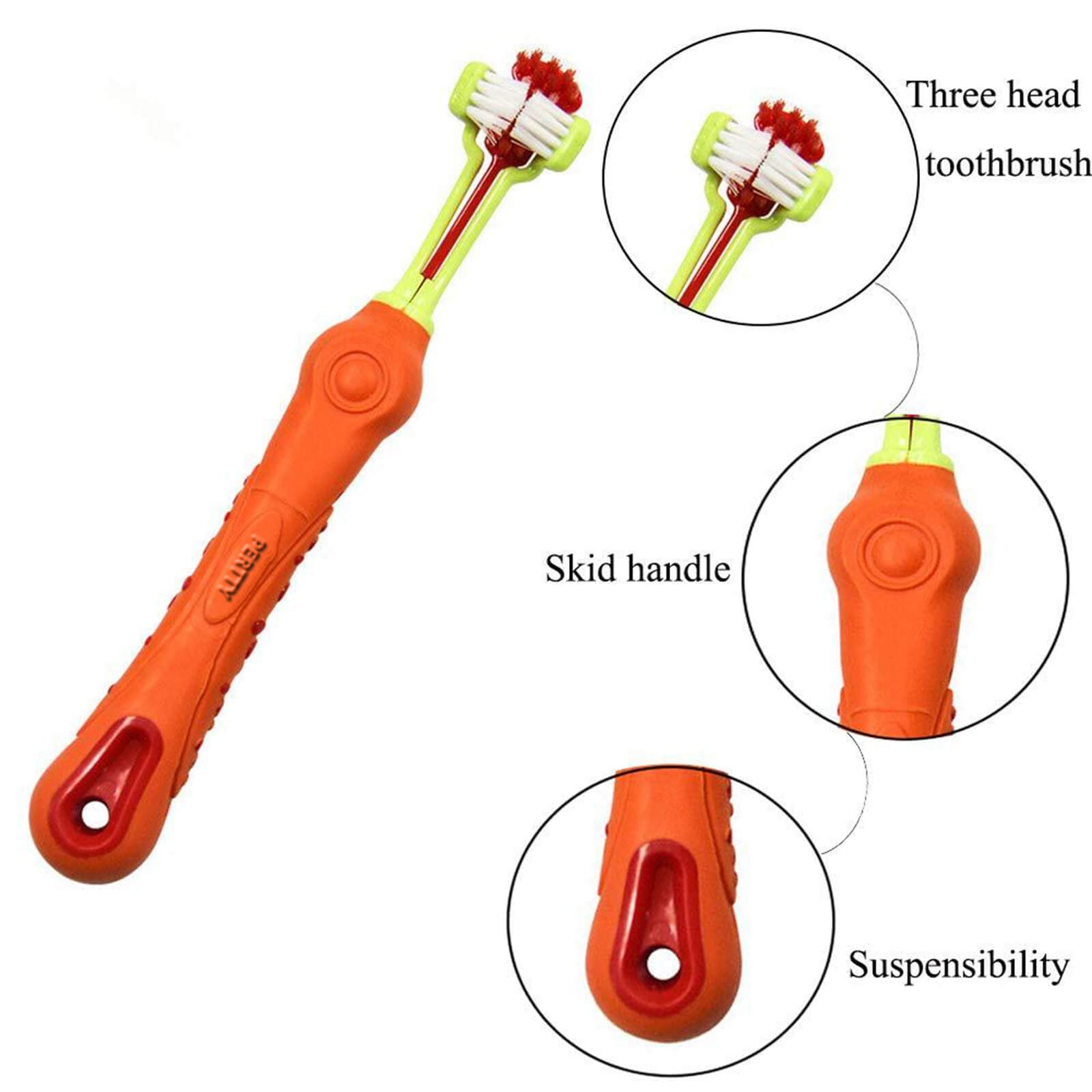 Orgrimmar manija ergonómica cepillo dental para perro, agarre seguro
