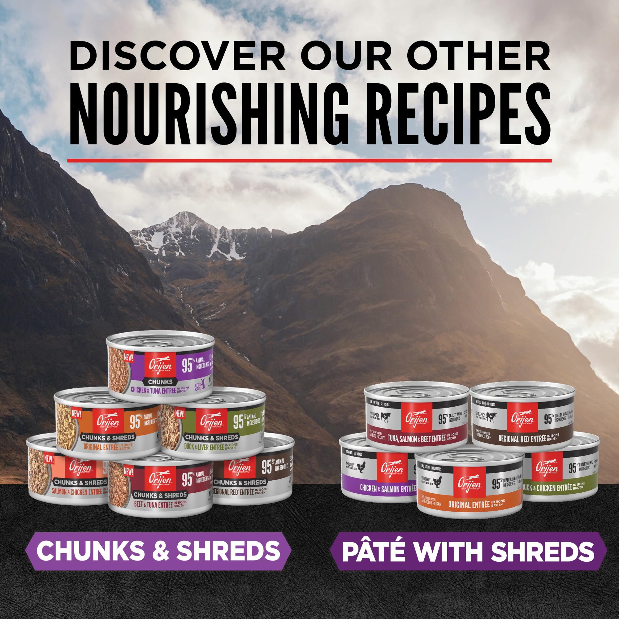 ORIJEN Chunks Shreds paquete de 6 latas de 5,5 onzas