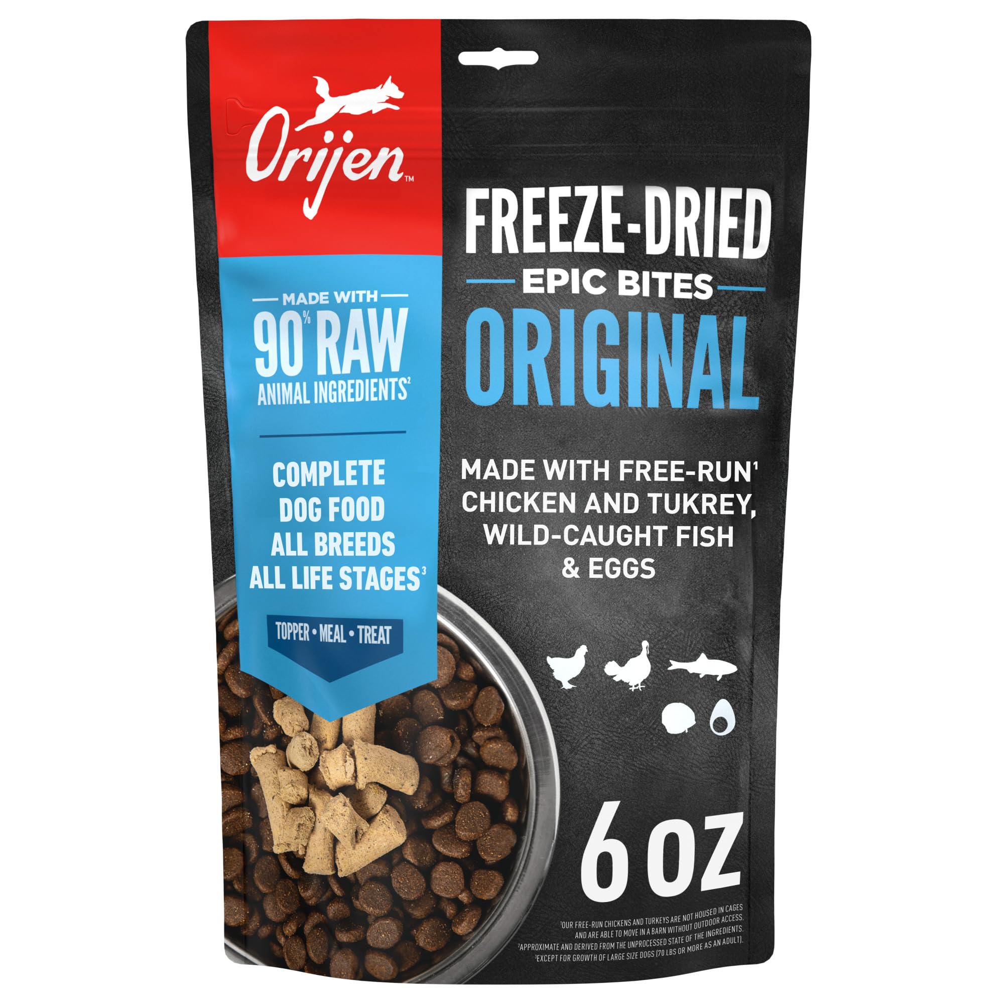 ORIJEN Epic Bites: bolsa-frente, snack sabroso para perros como premio