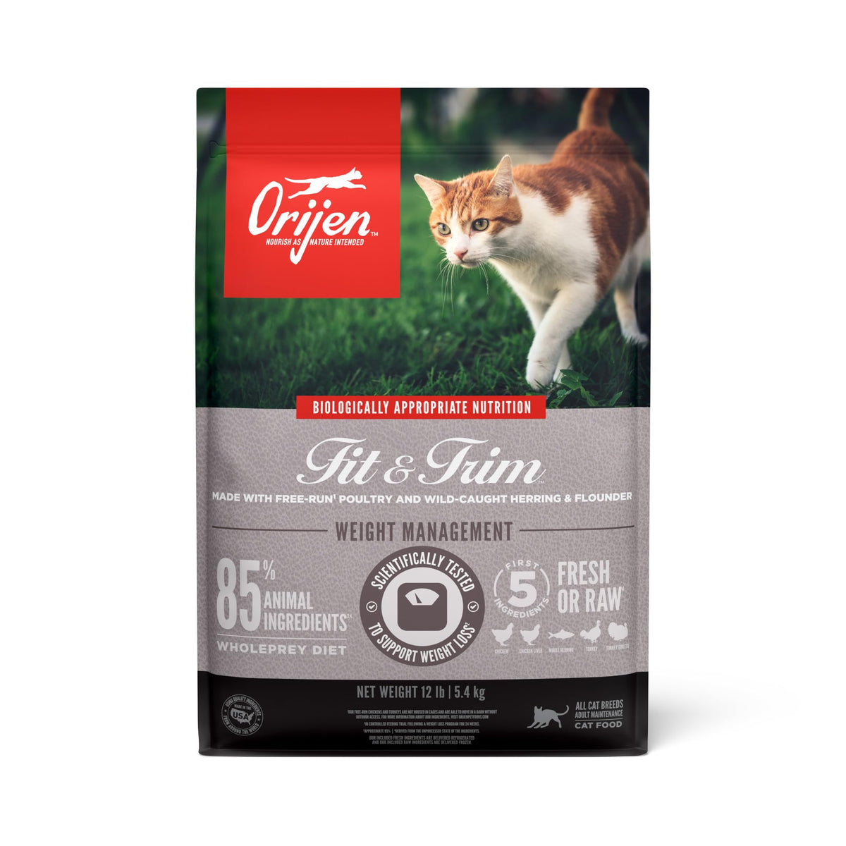 ORIJEN Fit & Trim croquetas sin grano para gatos favorecen masa muscular magra