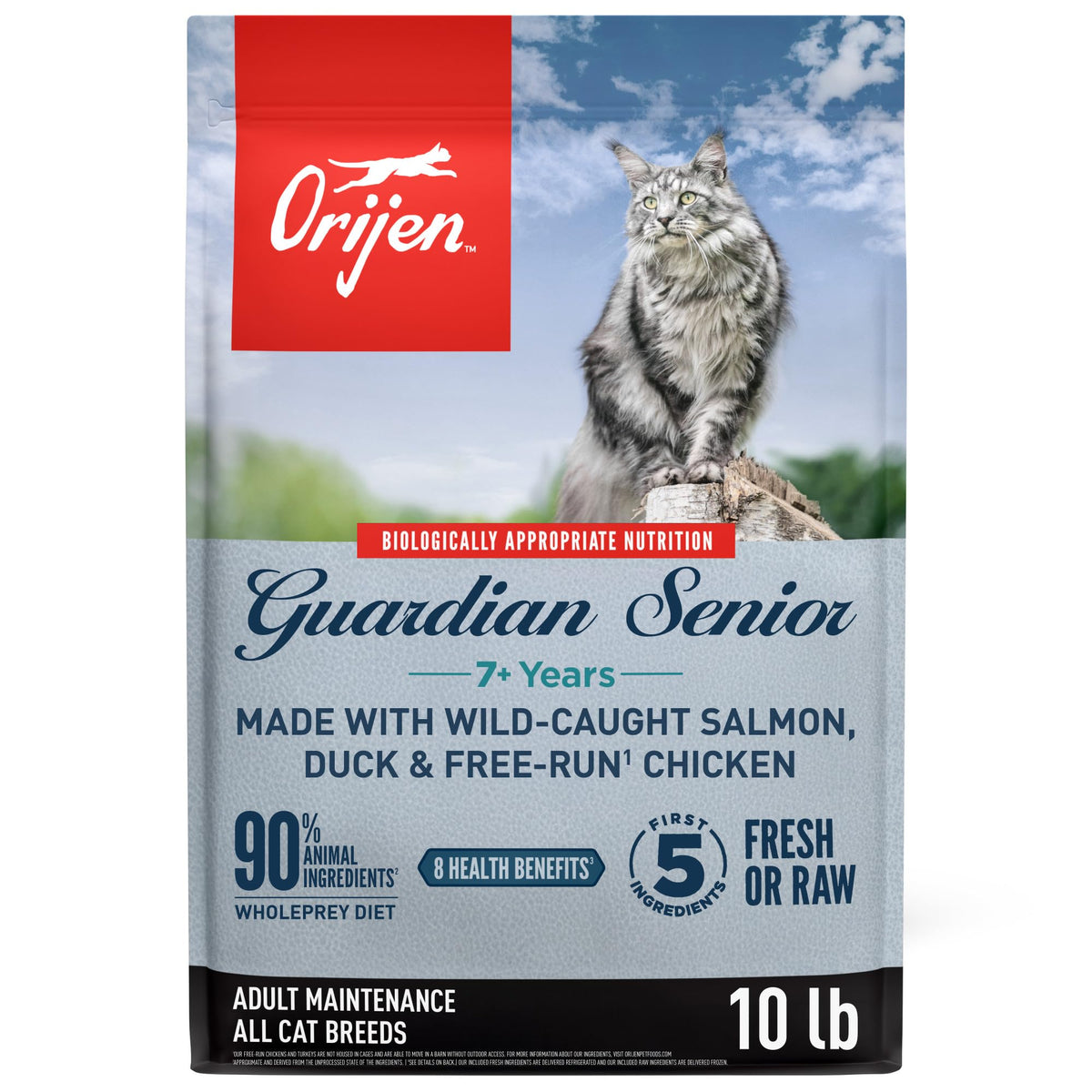 ORIJEN Guardian Senior: bolsa de 10 lb, comida seca sin granos para gato.