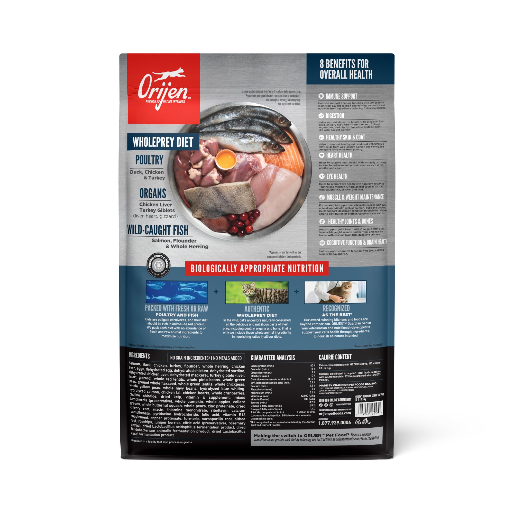 Bocados de camarón liofilizados de ORIJEN Guardian Senior para sabor marino.