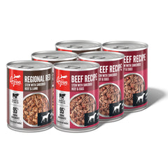 ORIJEN hebras de carne real en estofado Regional Rojo, textura jugosa.