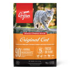 ORIJEN Original para gatos: bolsa de 12 lb, nutrición rica en proteínas de origen animal.