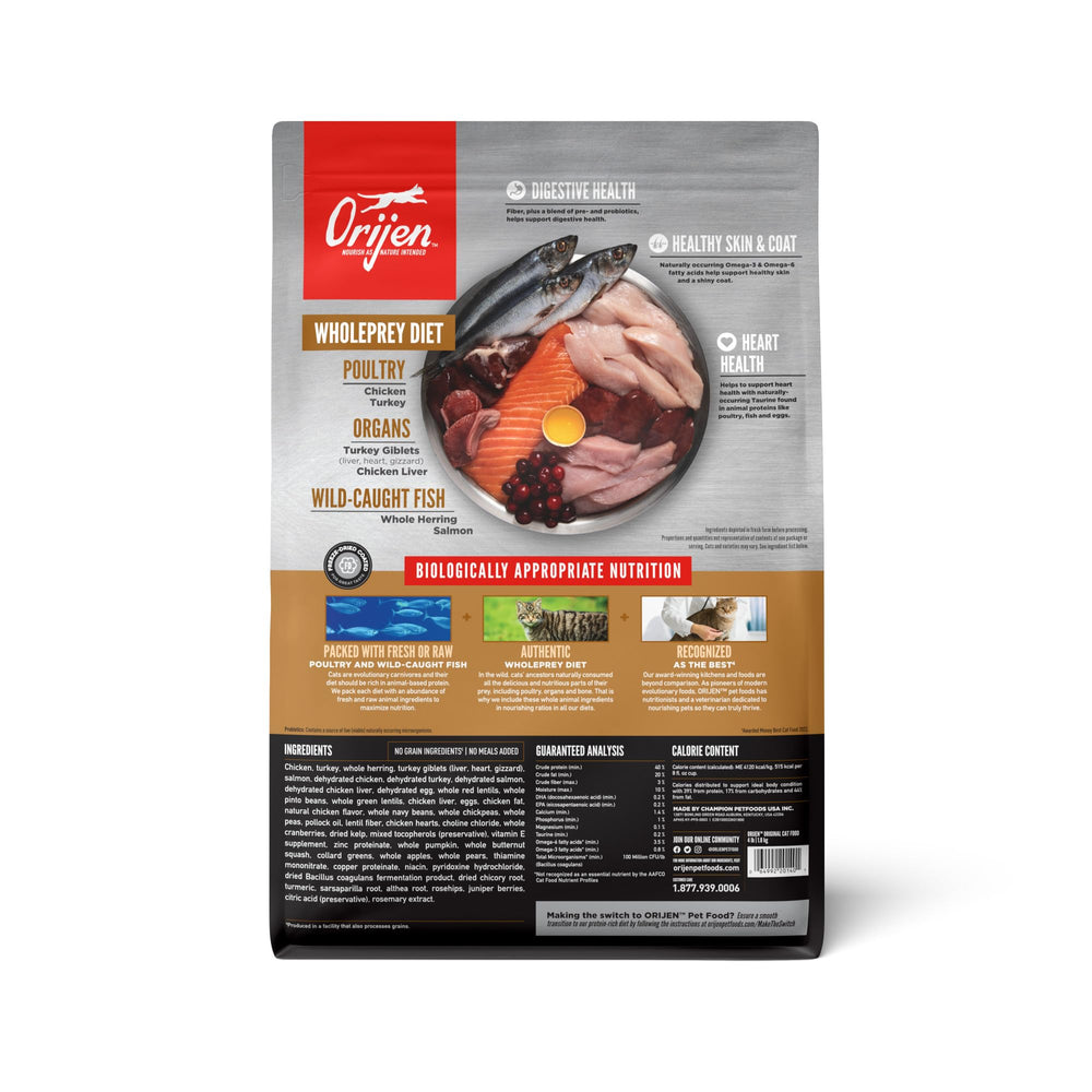 ORIJEN Original Gato: ingredientes frescos y crudos para proteína de calidad