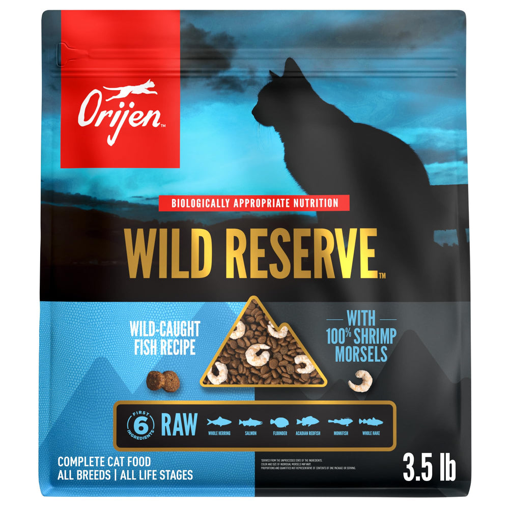 ORIJEN Reserva Salvaje alimento seco para gatos con pescado para sabor y nutrición.