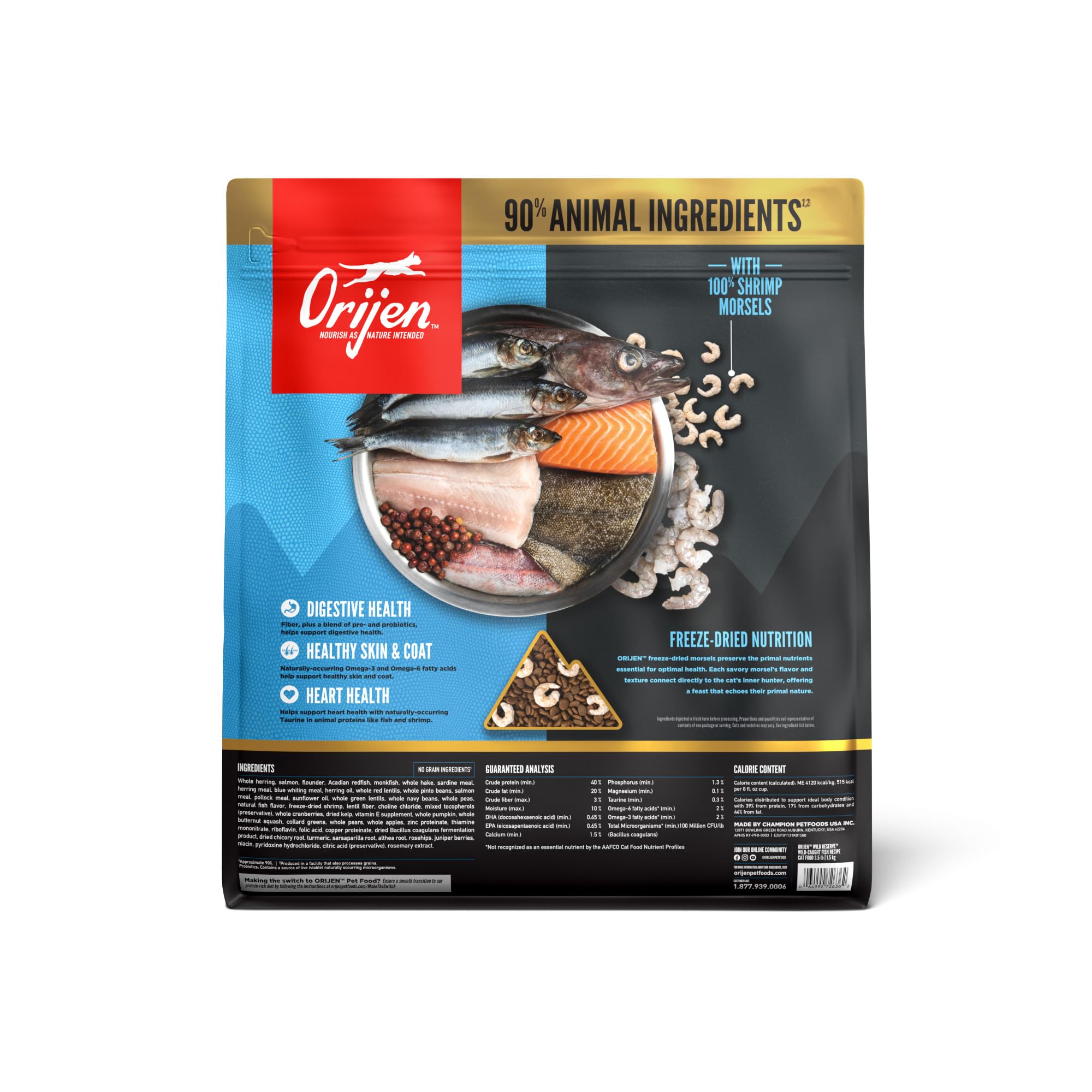 ORIJEN Reserva Salvaje, primeros seis ingredientes crudos, proteína de alta calidad.