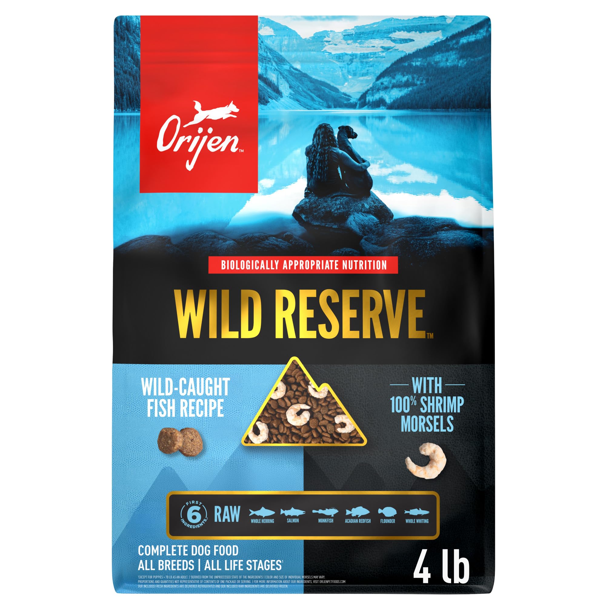 ORIJEN Wild Reserve: primeros seis ingredientes son pescado crudo para proteína natural
