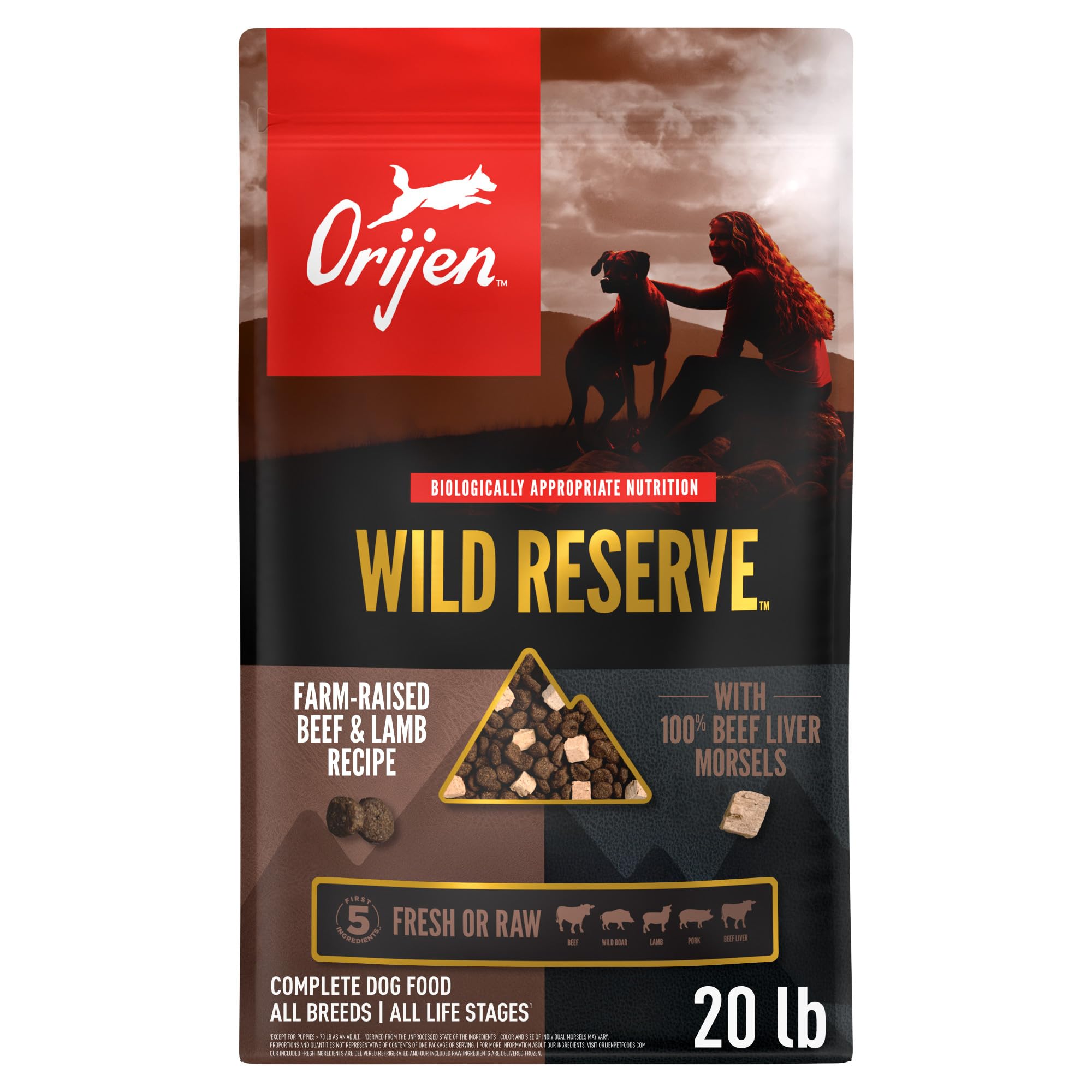 ORIJEN Wild Reserve: comida seca para perro con vaca y cordero, 20 lb
