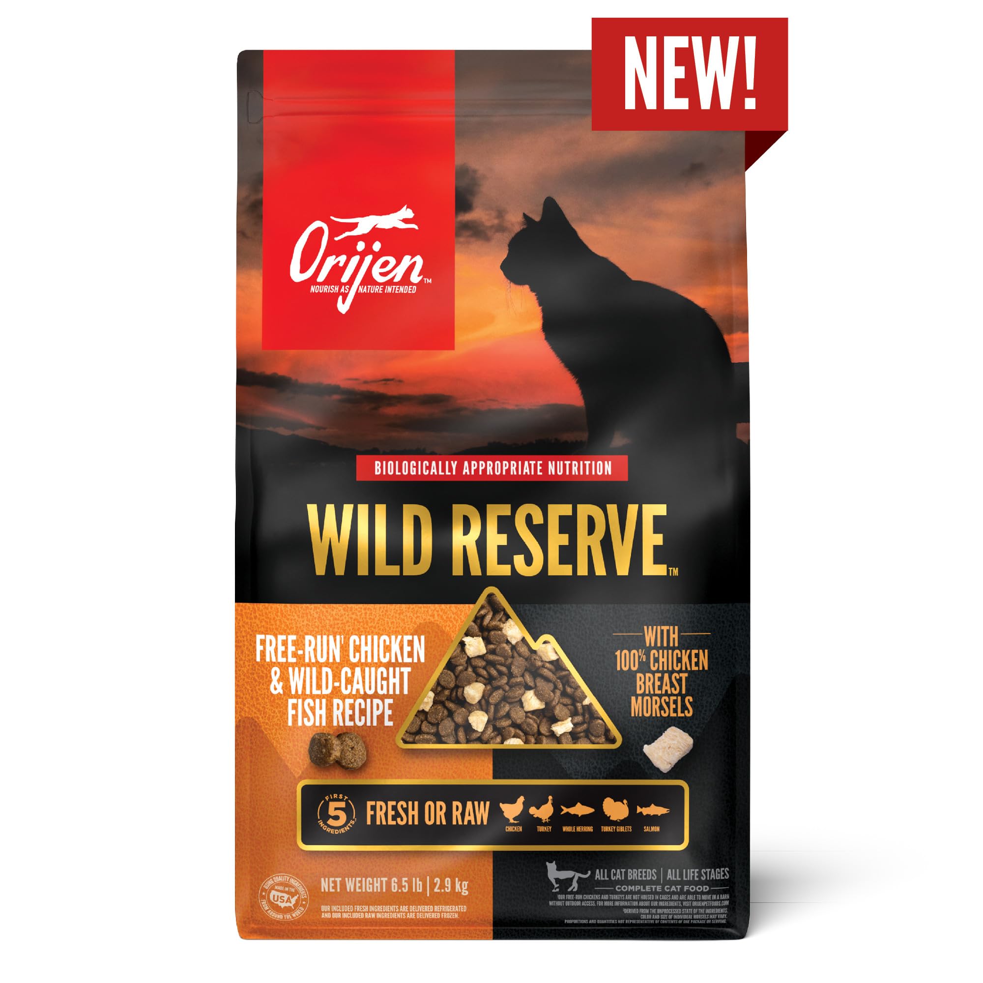 ORIJEN Wild Reserve ingredientes de origen animal WholePrey para nutrición equilibrada