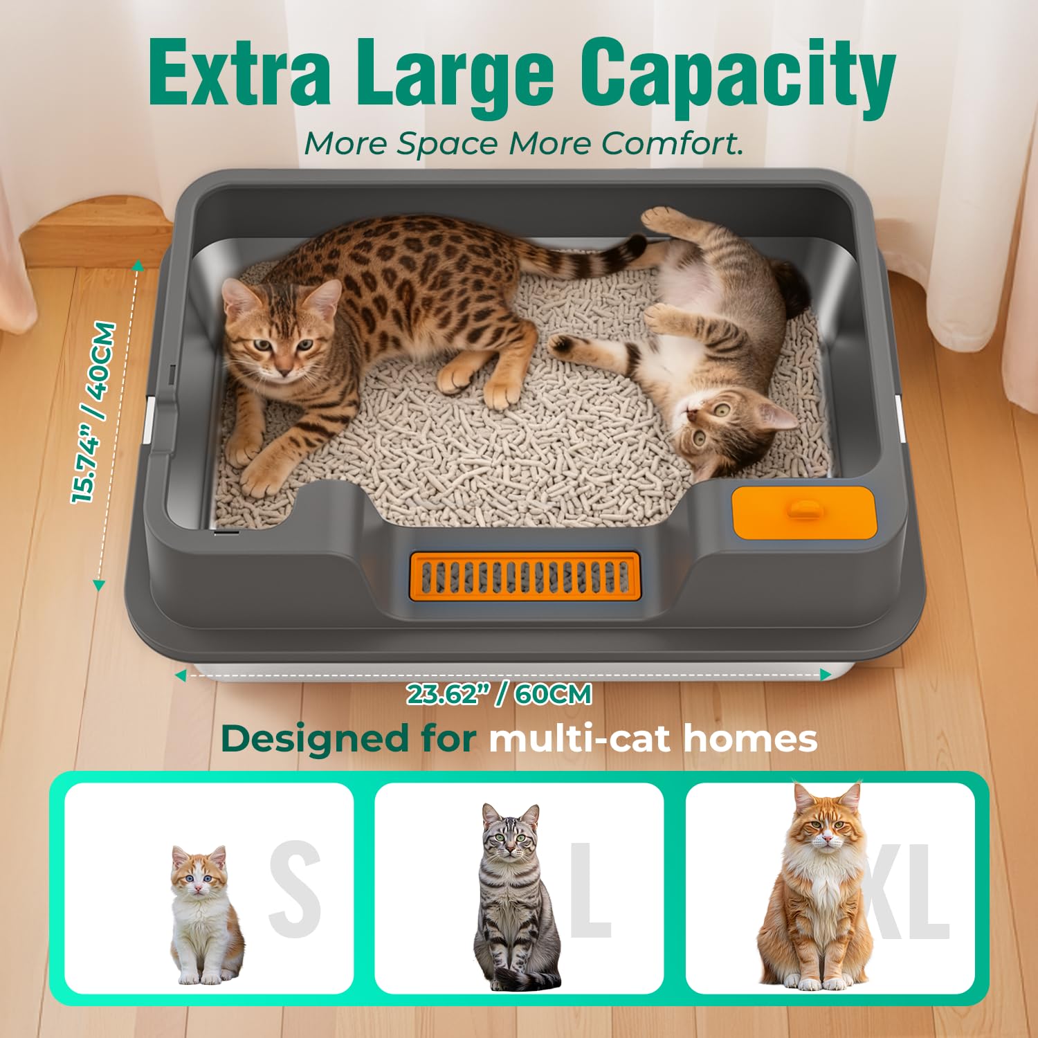 OROLEY caja de acero inoxidable, facilita limpieza y controla olores.