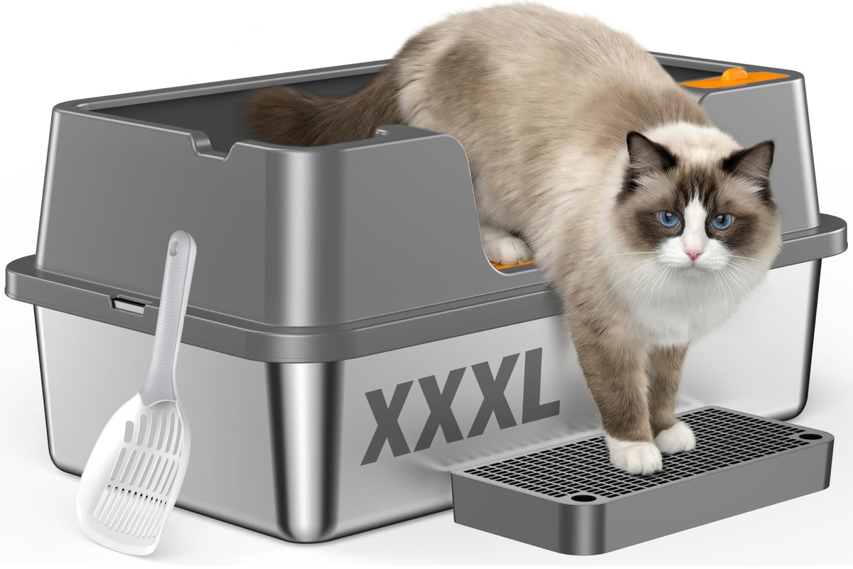 OROLEY caja de arena alta para gatos, evita salpicaduras y desorden.