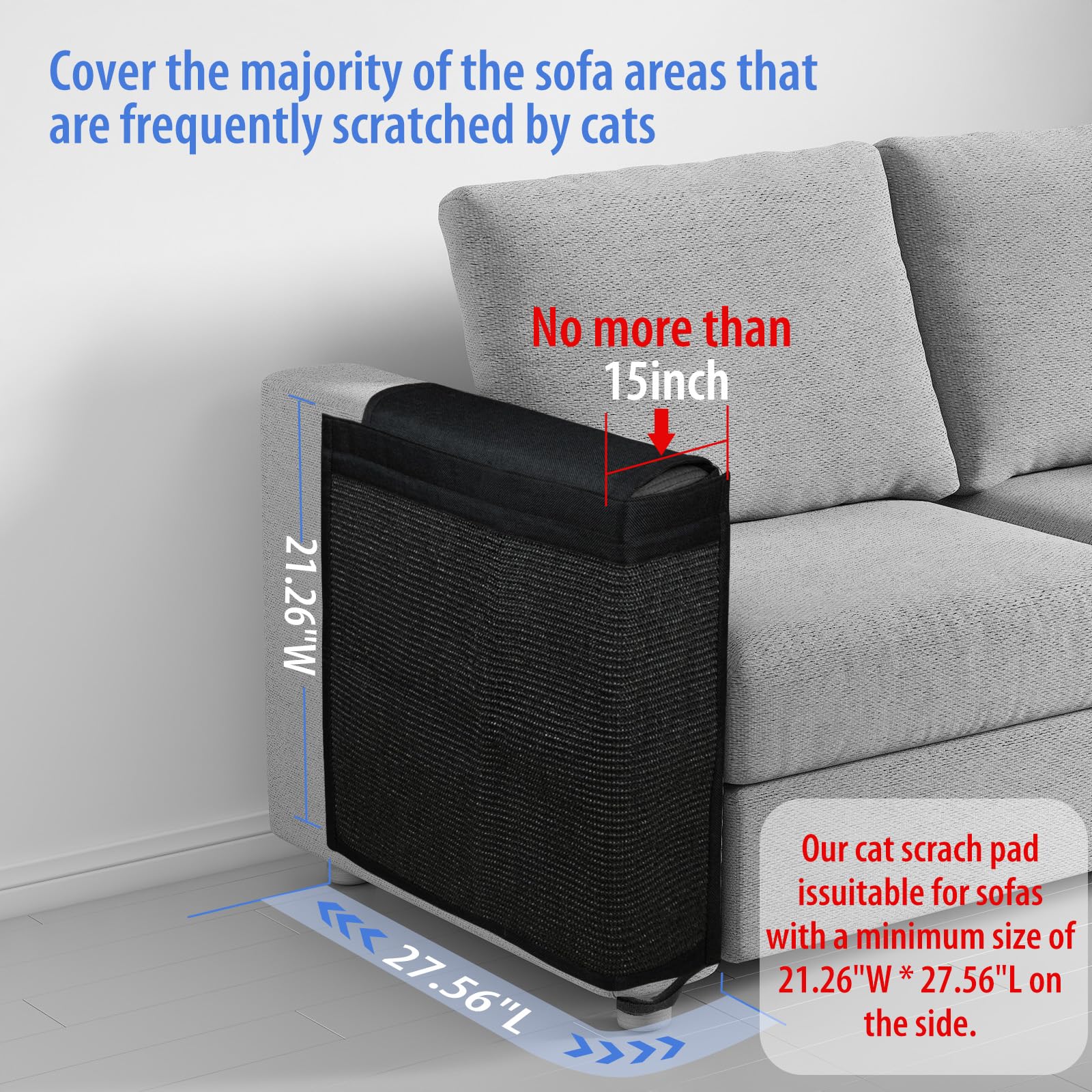 Protector de sisal de dos caras de Oroonoko, uso reversible para áreas diferentes del sofá.
