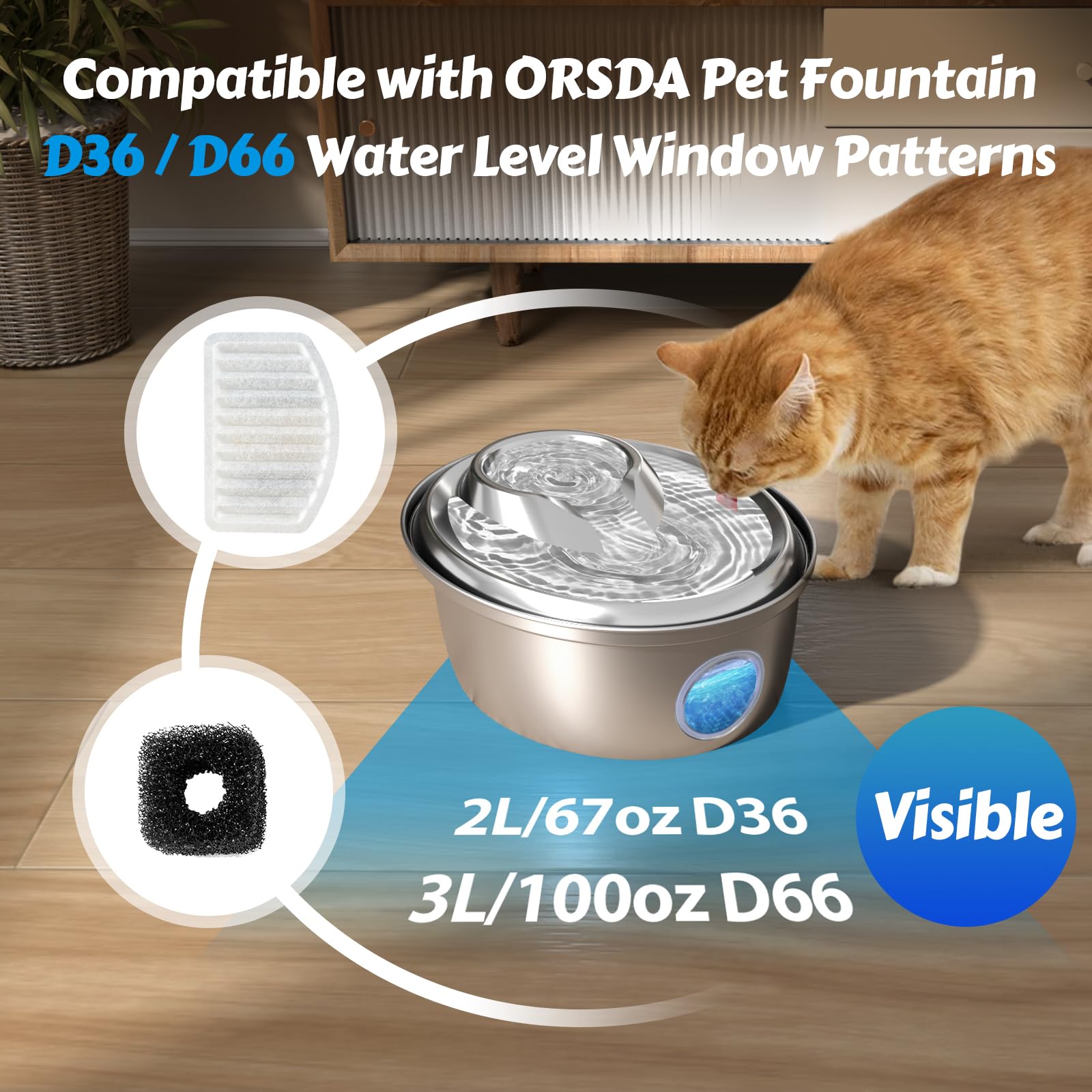 Filtros ORSDA para bebederos felinos, juego de ocho unidades