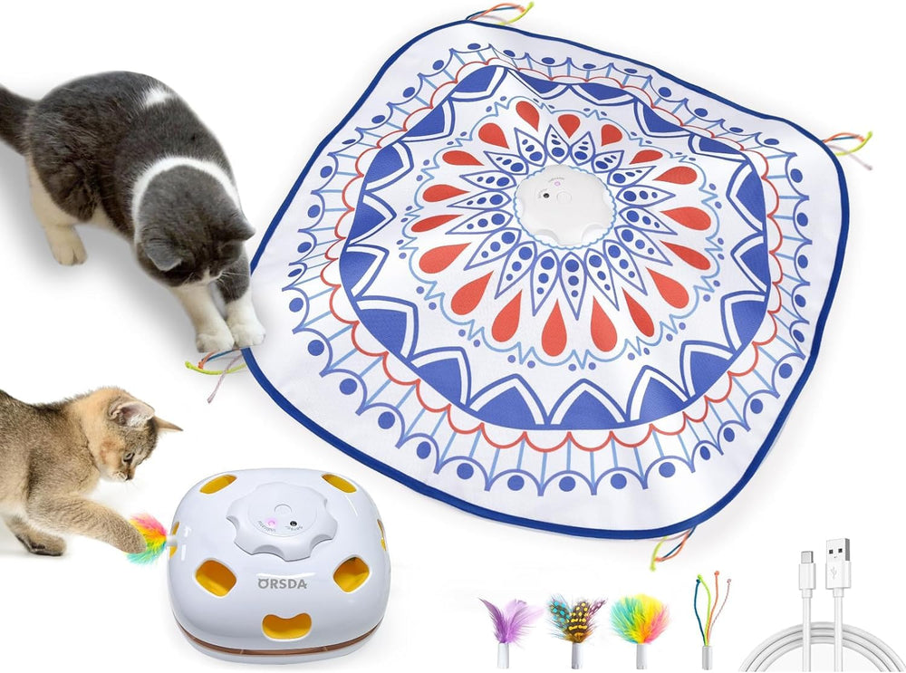 ORSDA Juguete interactivo 4 en 1 con panel frontal para gatos, estimula la caza.