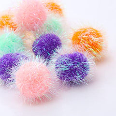 Osvela pelotas pom pom brillantes de 2 pulgadas para juego interactivo con el gato.
