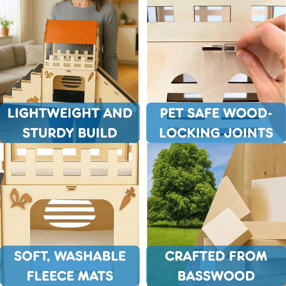 OtterPets: habitaciones forradas para conejo, refugios suaves