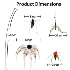 Ottmat insecto volador mosca, movimiento realista para estimular la caza del gato.