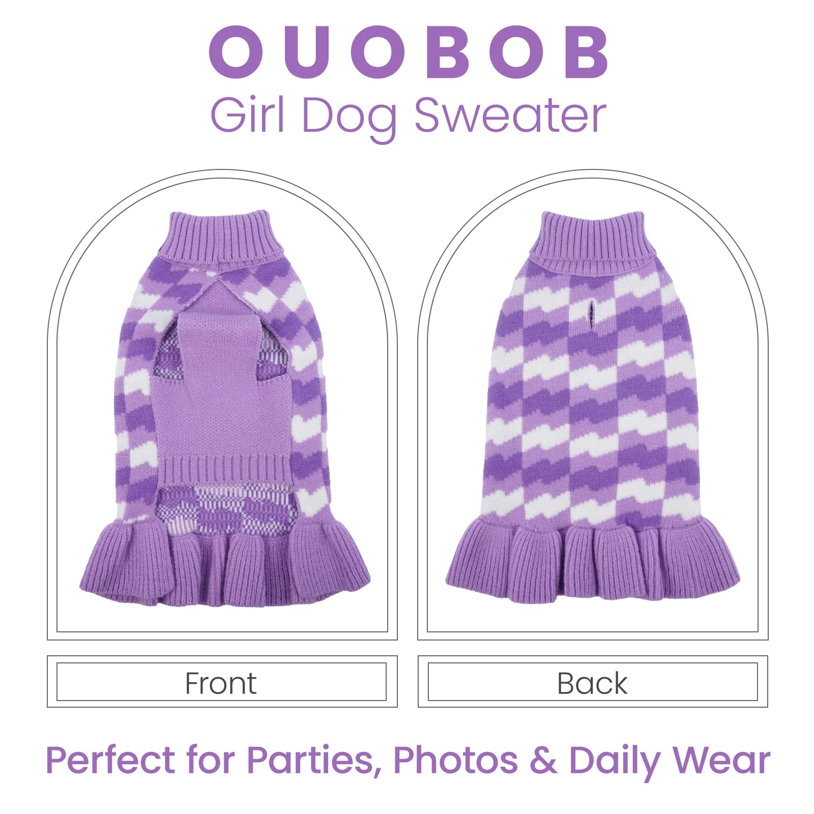 OUOBOB suéter extragrande para perra hembra, cuello alto cálido para clima frío.