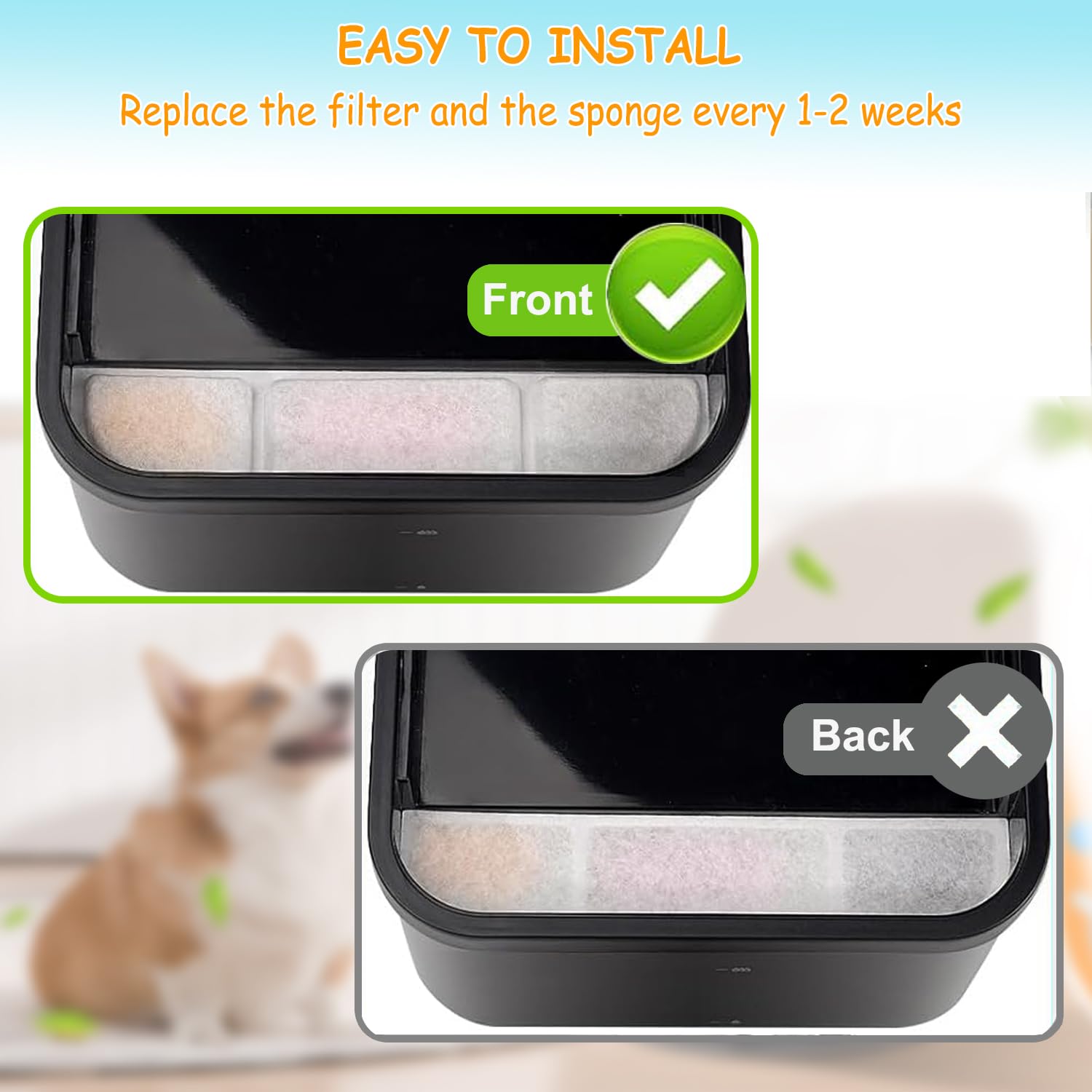 OUPUSES conjunto de filtros y esponjas Downy Paws 16+16 para filtración mejorada.