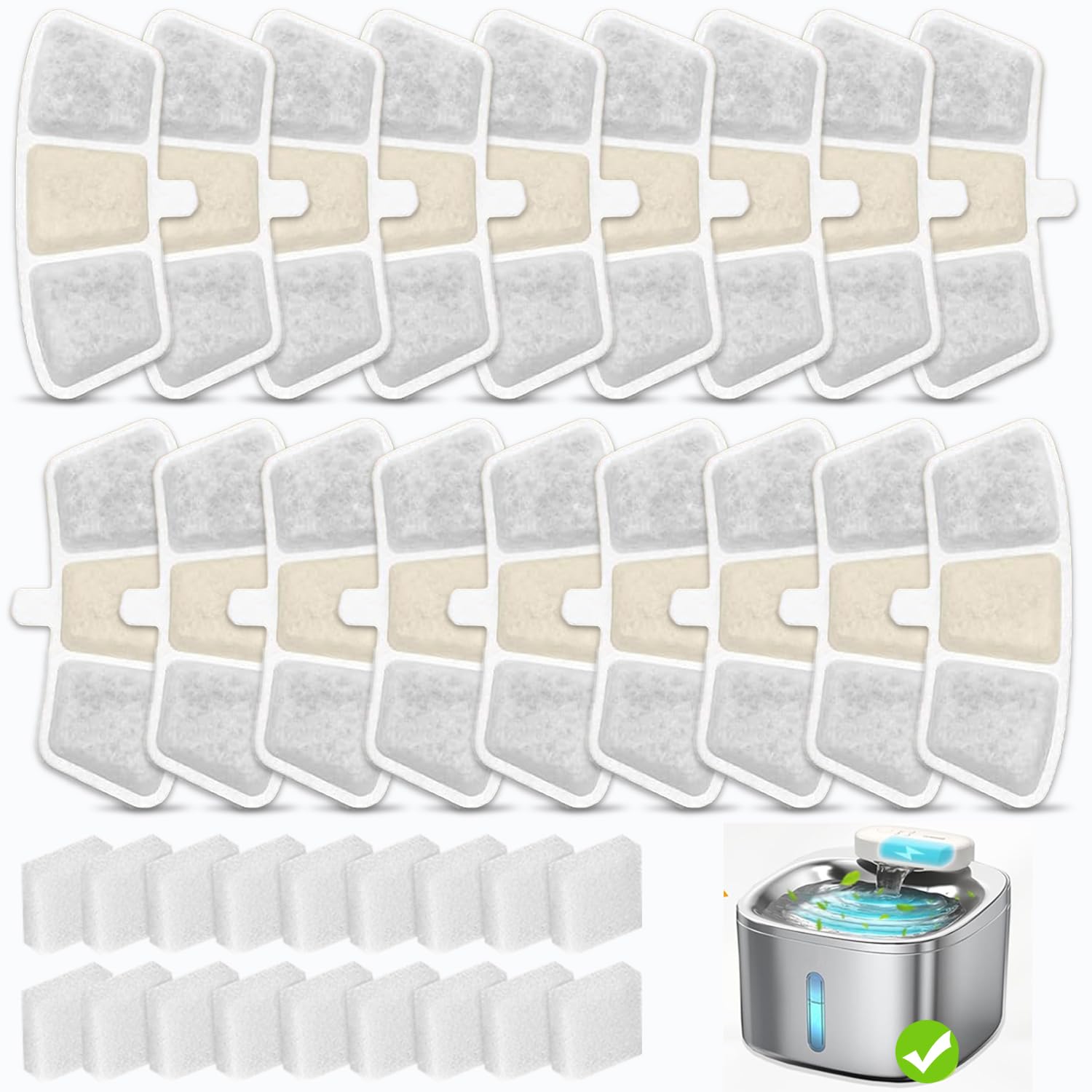 OUPUSES PW04: empaque de filtros para fuente de mascotas, reserva anual de agua limpia