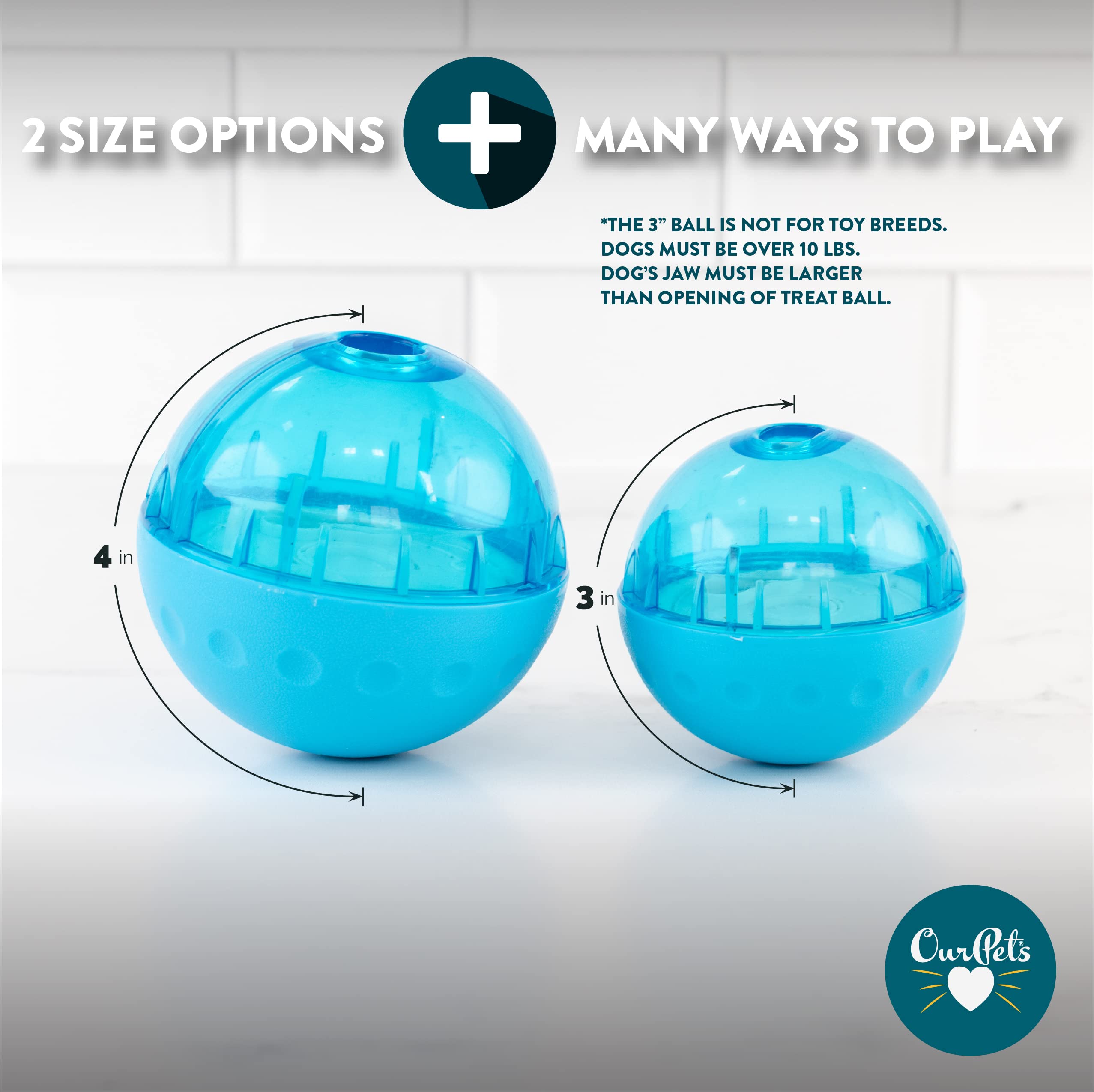 Our Pets IQ Treat Ball plástico resistente, uso diario y limpieza sencilla.