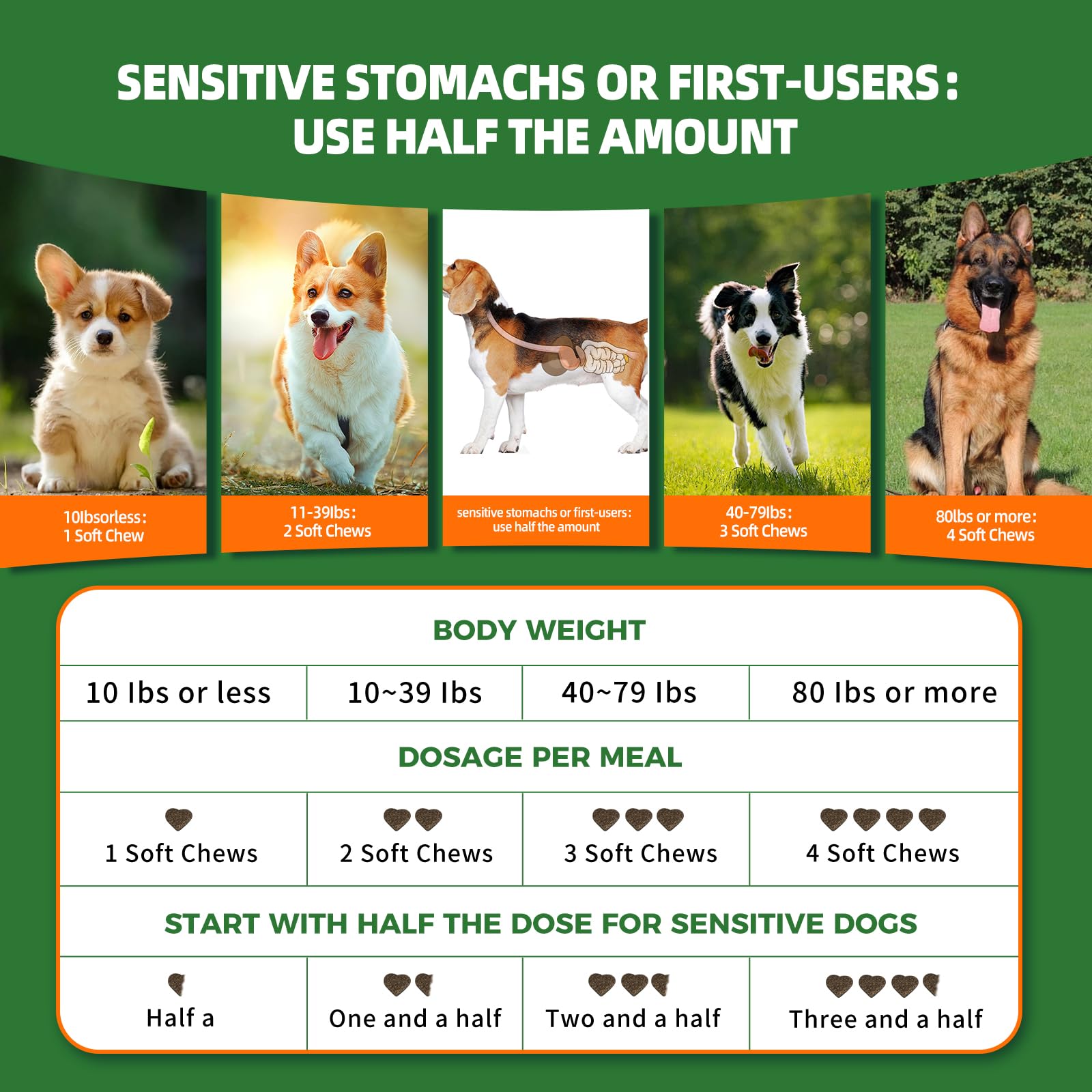 OurCares masticables para perros mayores y cachorros, uso diario suave.