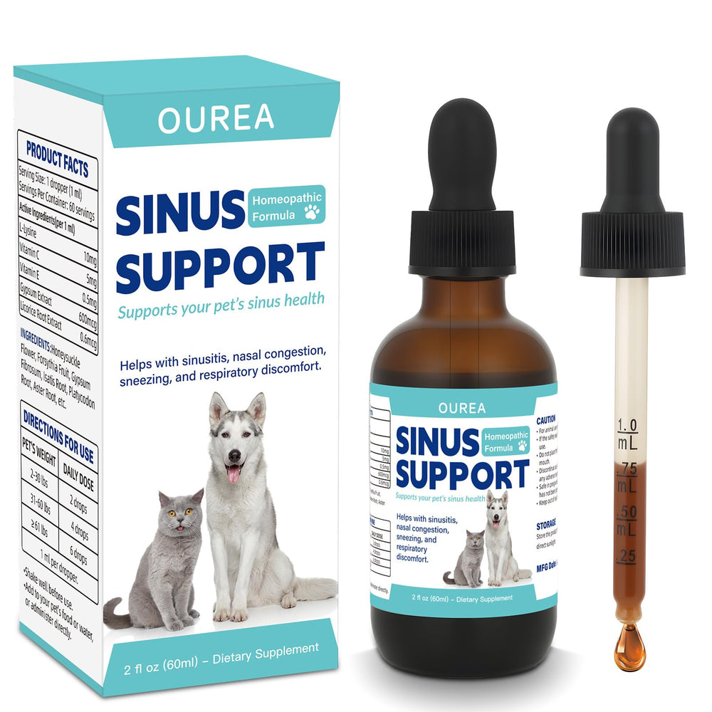Ourea Gotas de descongestión nasal para mascotas, alivio suave.