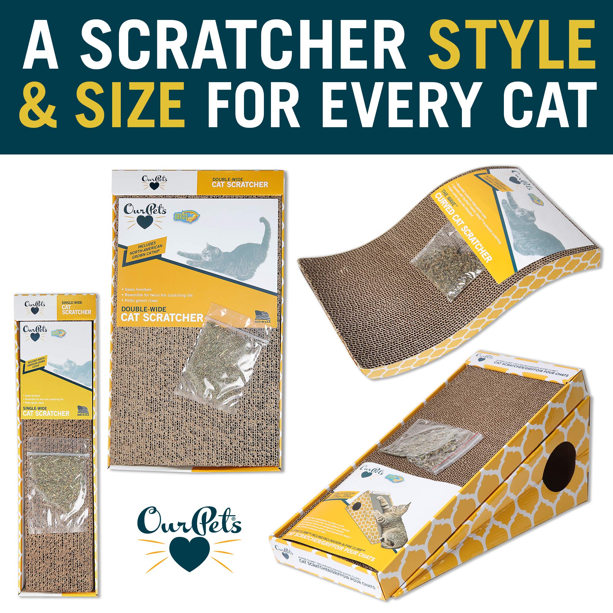 OurPets rasca-gato dimensiones 46 cm x 13 cm x 3 cm para gatos medianos