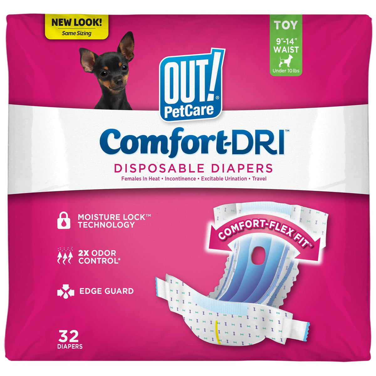 OUT! PetCare: pañales desechables femeninos, ajuste cómodo para movimiento diario.