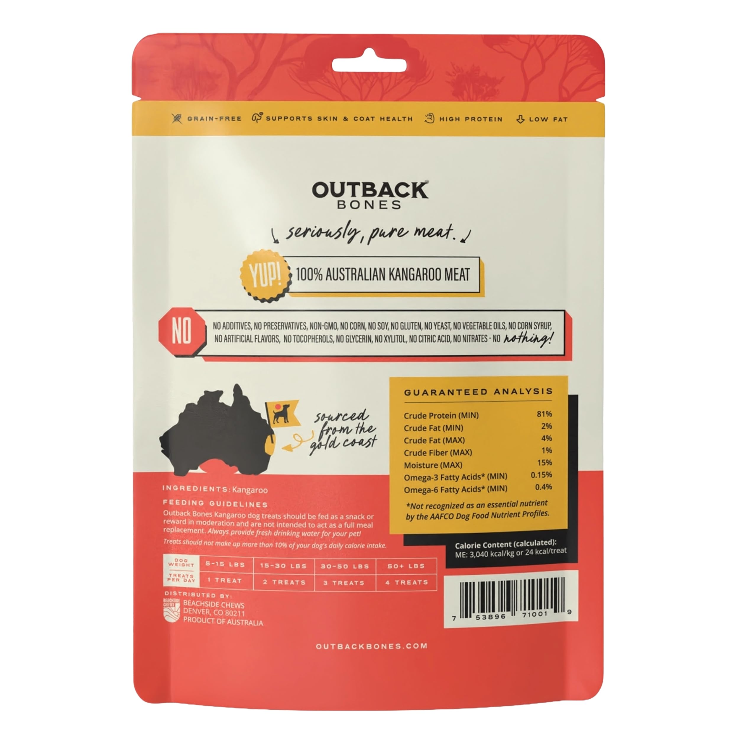 Outback Bones Kanga Bites, trozos pequeños, ideal para premiar durante el entrenamiento.