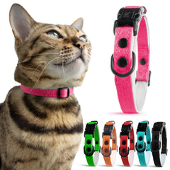 OutdoorBengal collar rosa con ruptura rápida para gatos activos.