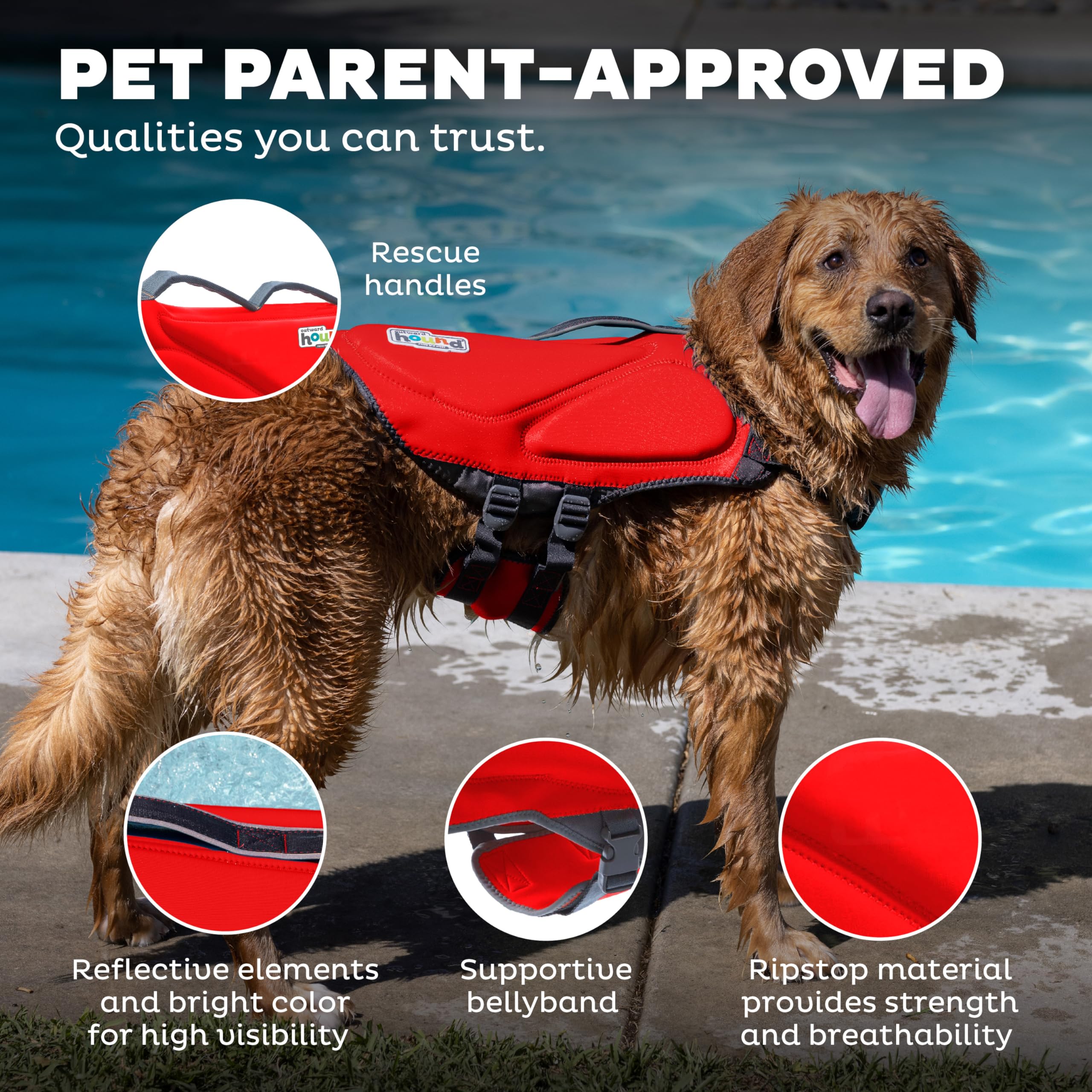 Outward Hound Dawson, chaleco con reflectores, visibilidad en poca luz.