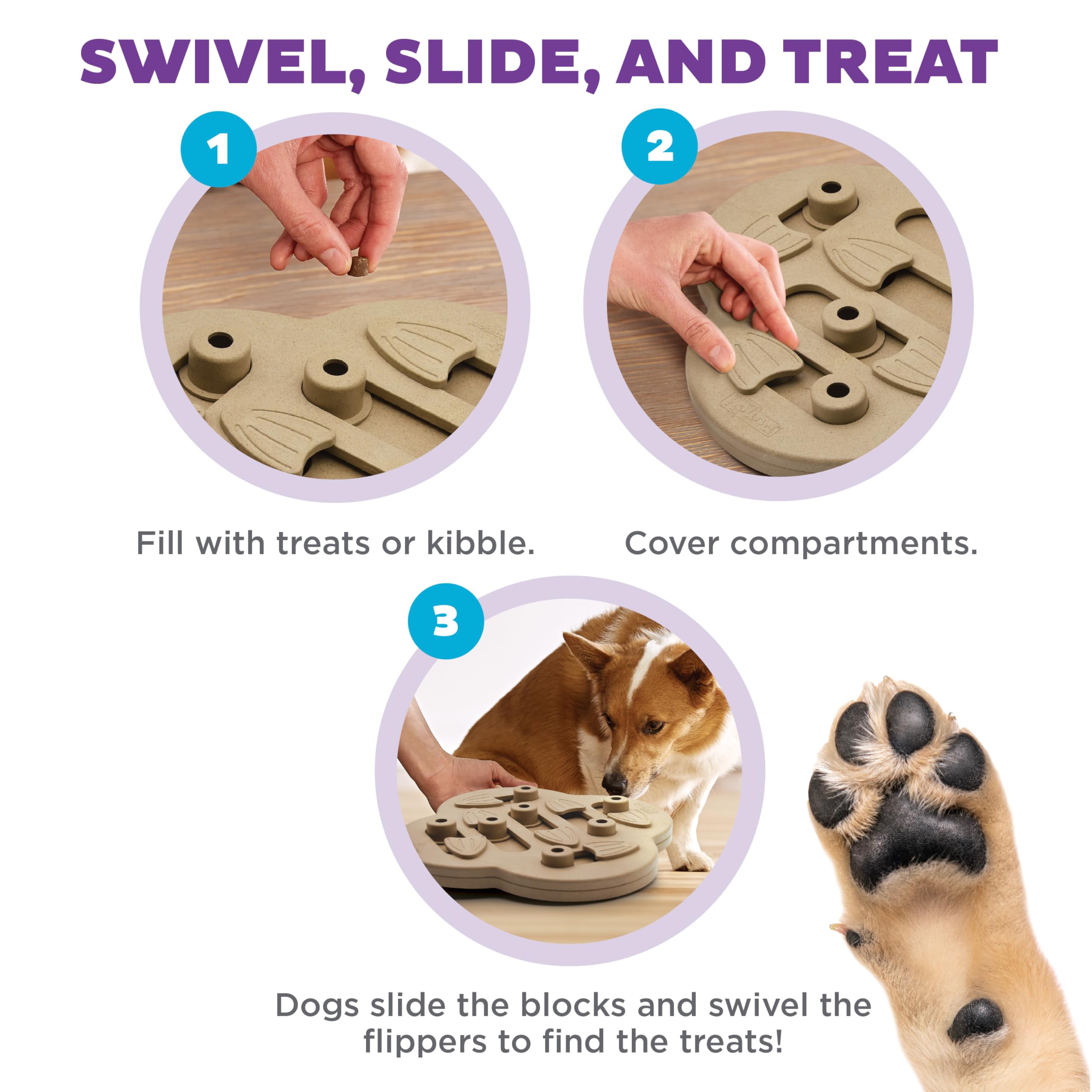 Outward Hound Dog Hide N' Slide: flippers giratorios para revelar premios con juego inteligente.