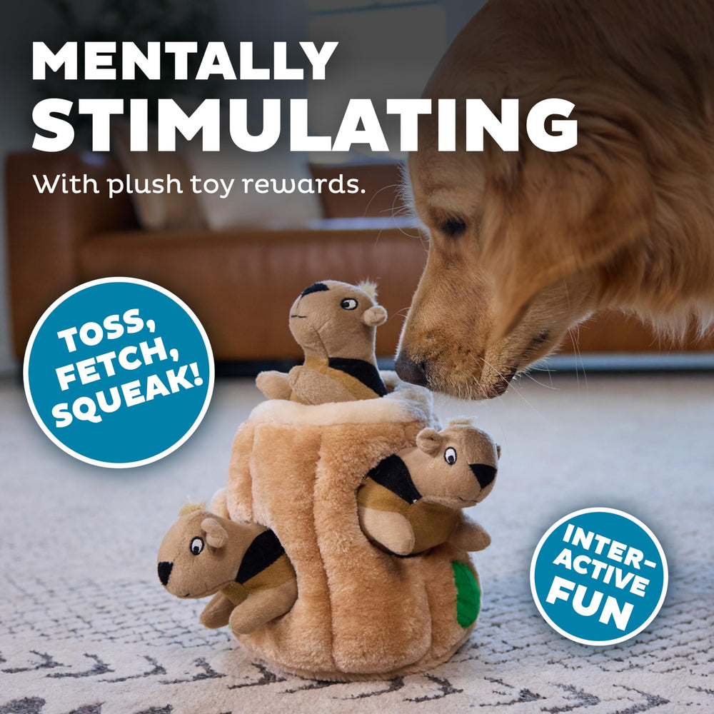 Outward Hound Hide-A-Squirrel ofrece estimulación mental para perros activos.