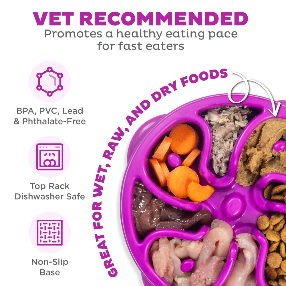 Base antideslizante del Outward Hound Fun Feeder Slo Bowl para evitar derrames.