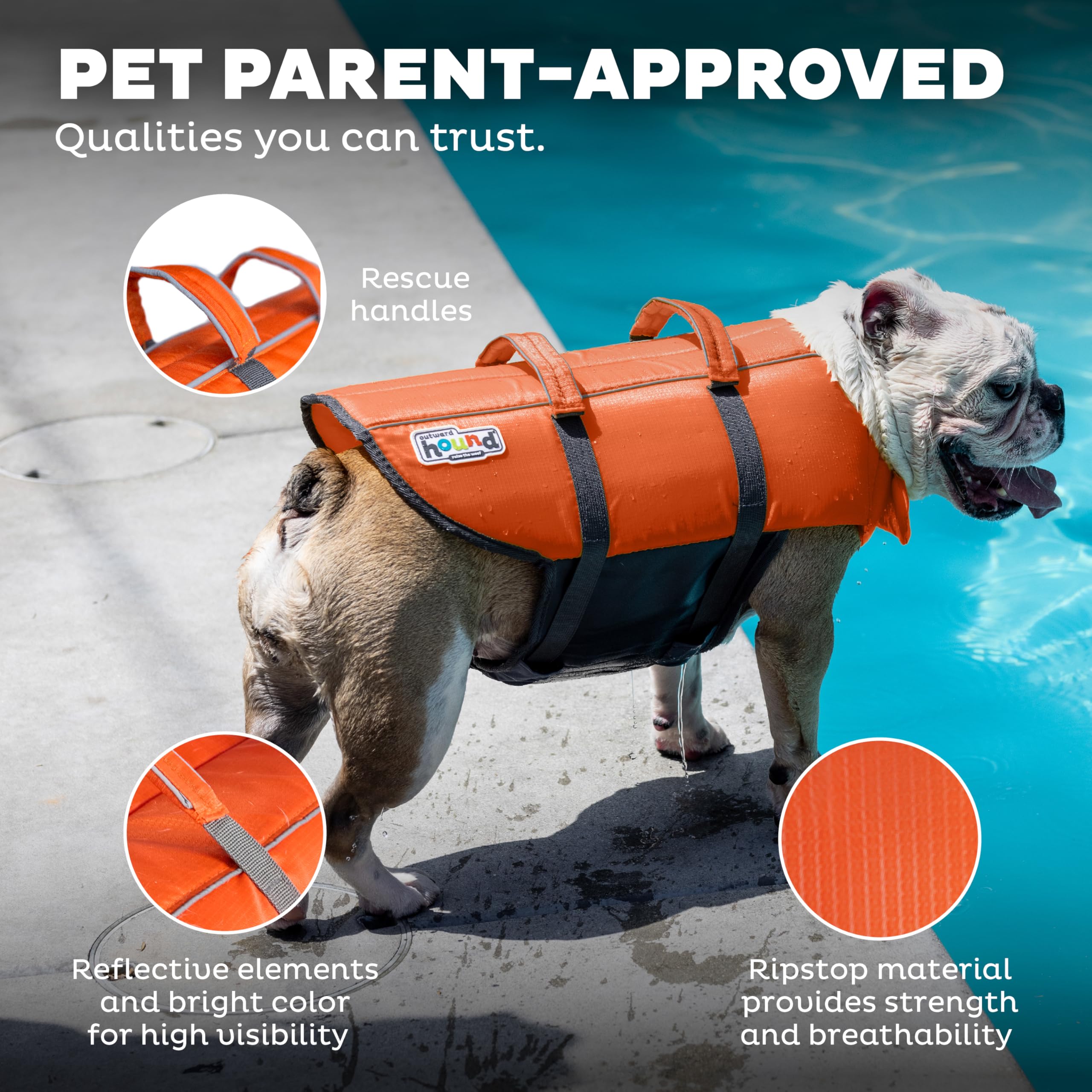 Outward Hound Granby Splash, asa de rescate trasera, fácil manejo en emergencias