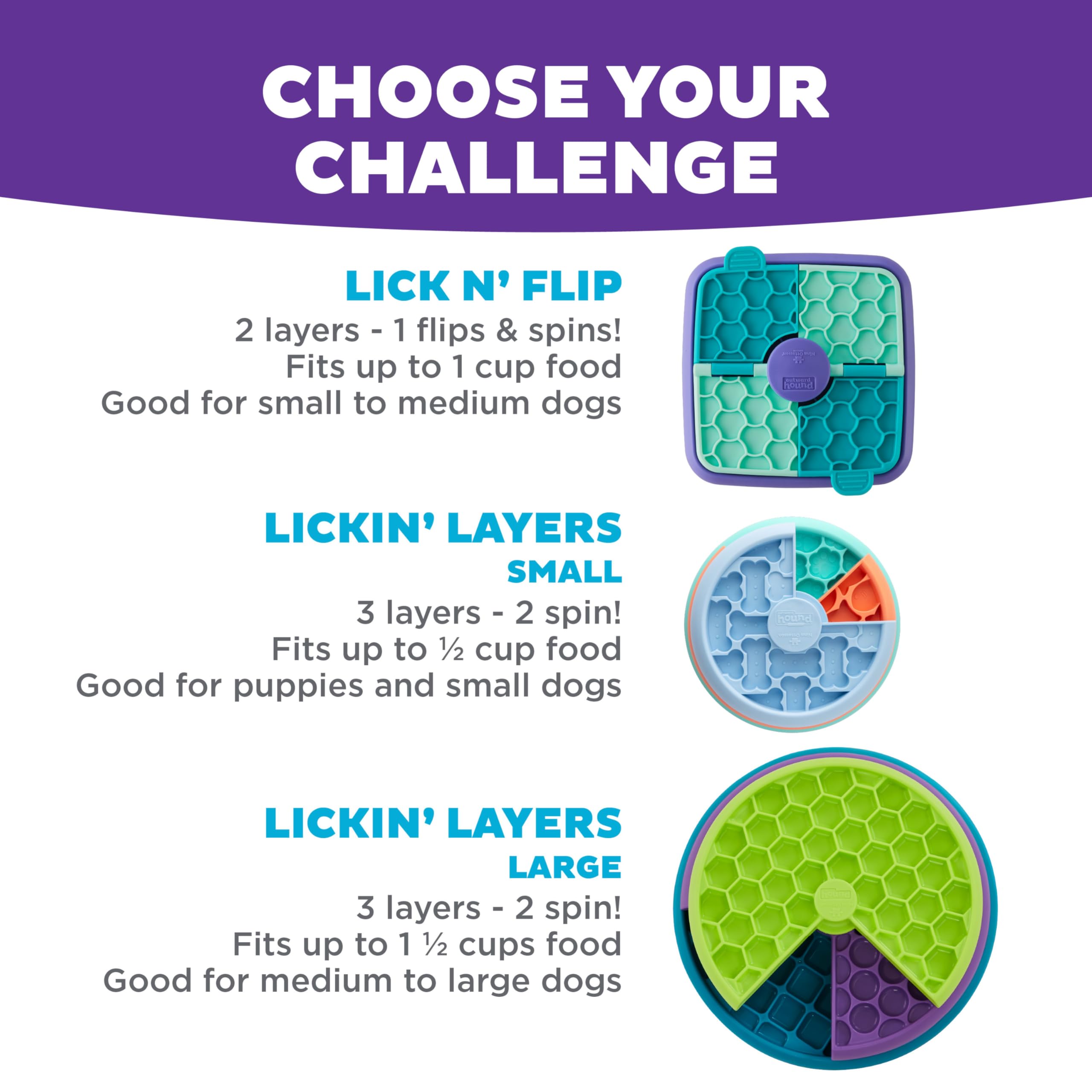 Outward Hound Lick N’ Flip diseñado para perros pequeños y medianos.