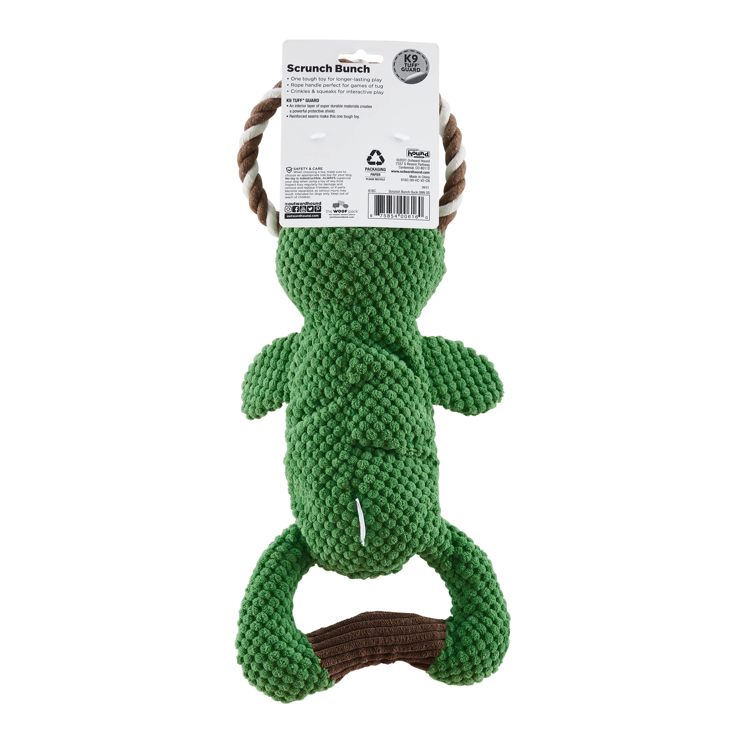 Outward Hound Scrunch Bunch Patito: doble asa para juego de tira y atrapa