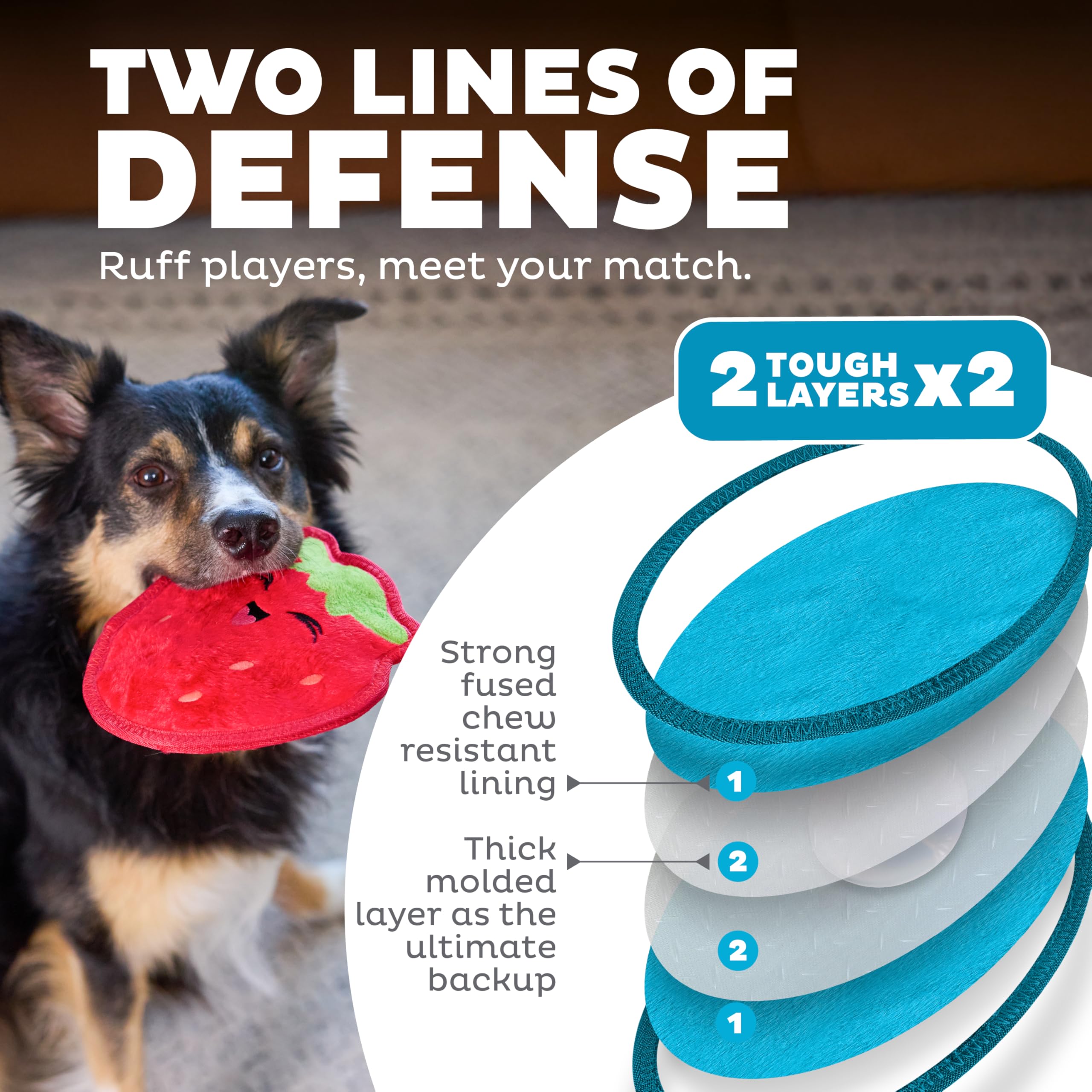 Outward Hound Tough Skinz, juguete de peluche con chirrido grande para diversión.