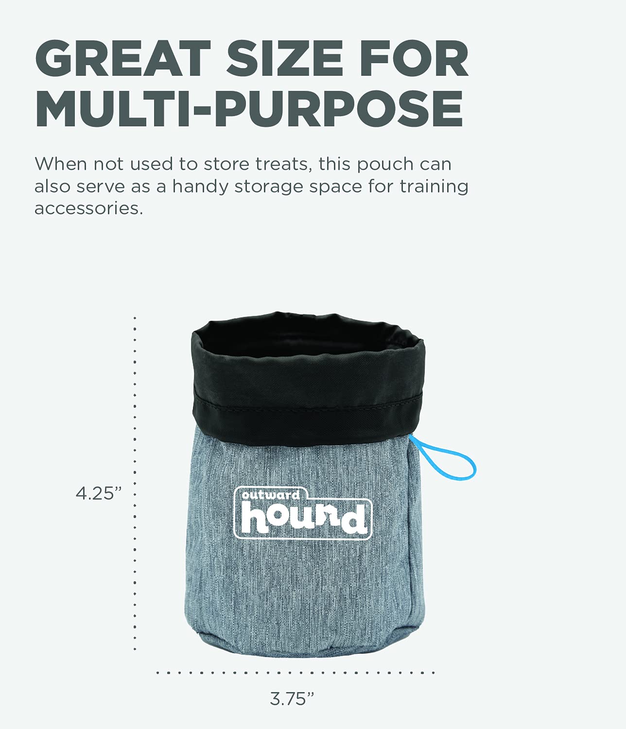 Outward Hound Treat Tote ofrece almacenamiento multiuso para silbato y accesorios.