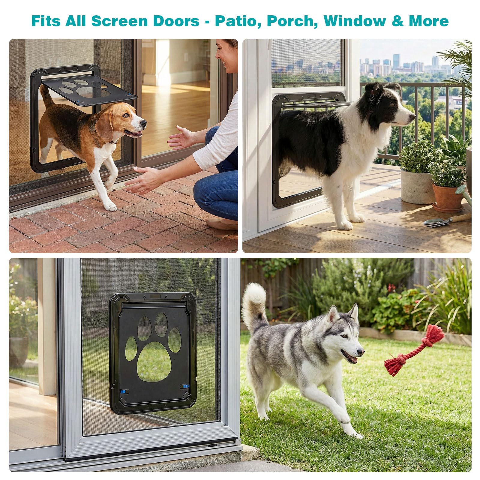 Ownpets puerta malla para porche, ideal para perros y gatos.